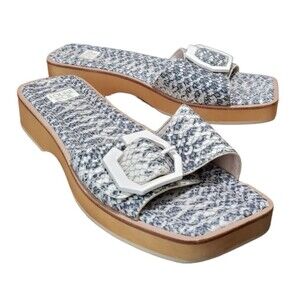 Louise et Cie Elara Sandal 8.5 M Leather Faux Snake Skin Buckle Strap Slide Y2K